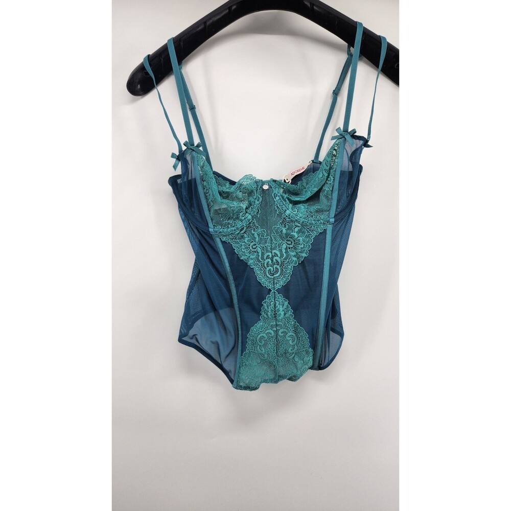 Adore Me Women's 32D Liv Unlined Teal Blue Underwire Strap Bustier‎ NWT